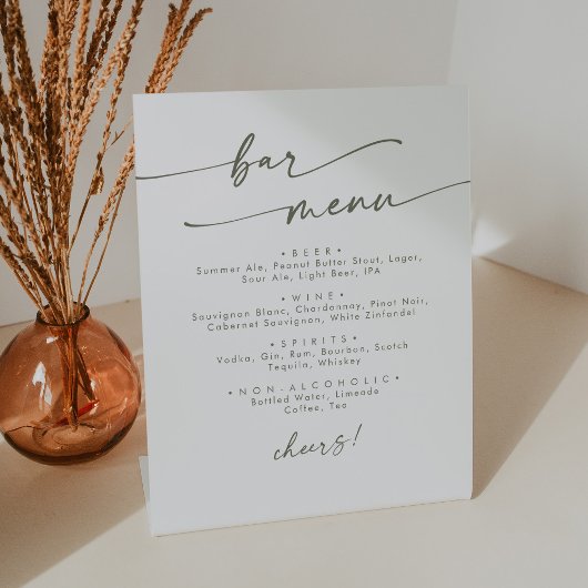 Signe De Table Boho Chic Green et White Mariage Bar