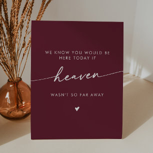Signe De Table Boho Chic Heaven Mémorial du Mariage rouge Bourgog