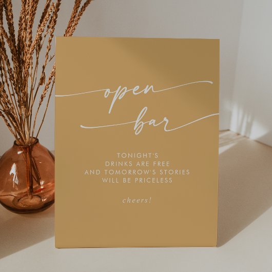 Signe De Table Boho Chic Jaune Marigold Open Bar Mariage