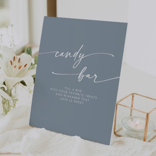 Signe De Table Boho Chic moderne Dusty Blue Candy Bar Mariage