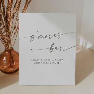 Signe De Table Boho Chic Moderne Mariage vert et blanc Smores