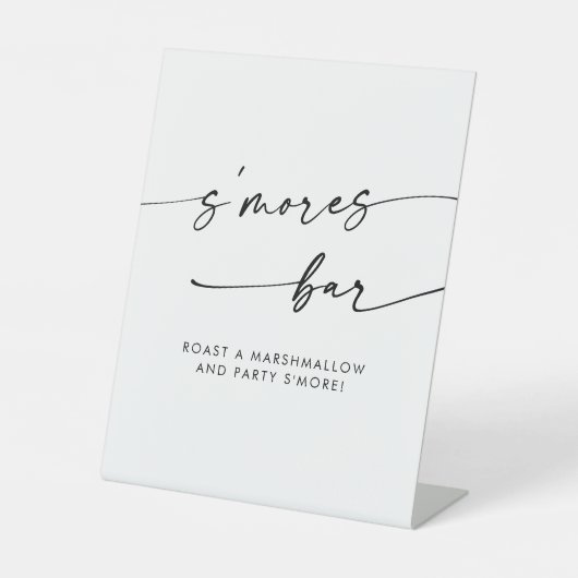 Signe De Table Boho Chic moderne Noir et Blanc Mariage Smores (Recto)