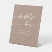 Signe De Table Boho Chic Neutral Taupe Bubbly Bar Mariage (Recto)