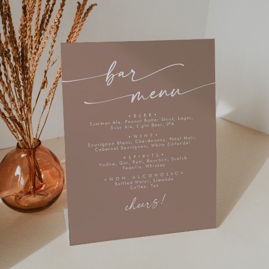 Signe De Table Boho Chic Neutral Taupe Mariage Bar