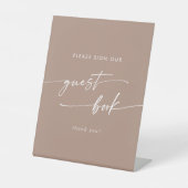 Signe De Table Boho Chic Neutral Taupe Mariage Livre d'invité (Recto)