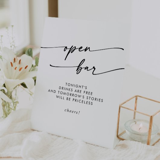 Signe De Table Boho Chic noir et blanc Open Bar Mariage