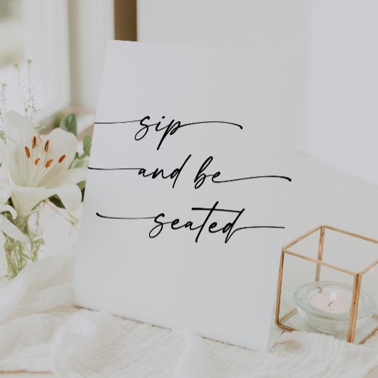 Signe De Table Boho Chic noir et blanc Sip Be Seed Mariage