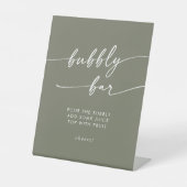 Signe De Table Boho Chic Olive Green Bubbly Bar Mariage (Recto)