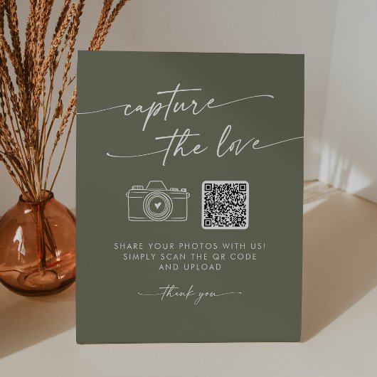 Signe De Table Boho Chic Olive Green Capturez le Mariage d'amour