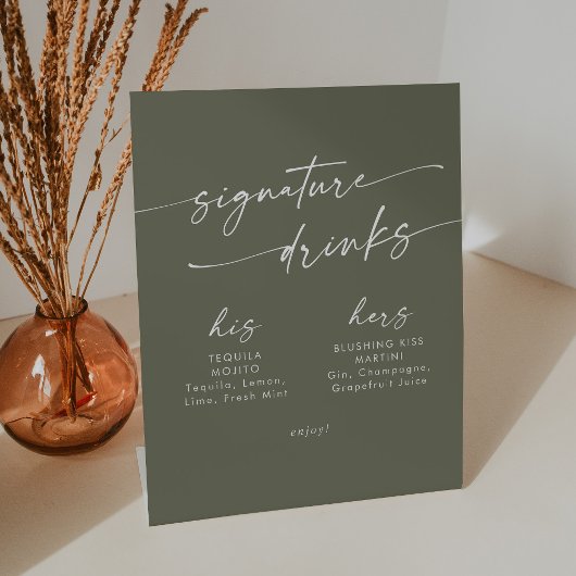 Signe De Table Boho Chic Olive Green Mariage Signature Boissons