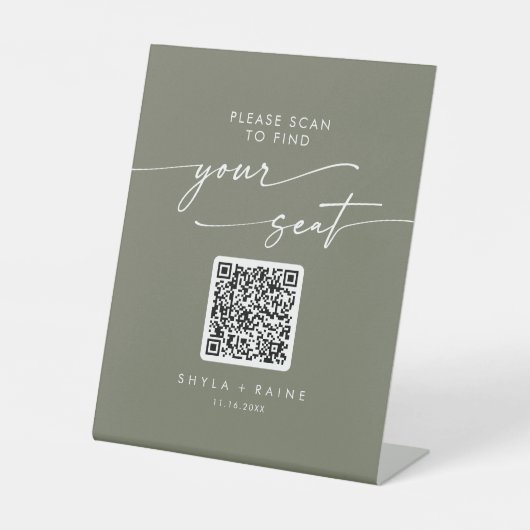 Signe De Table Boho Chic Olive Green Seing Chart QR Code (Recto)