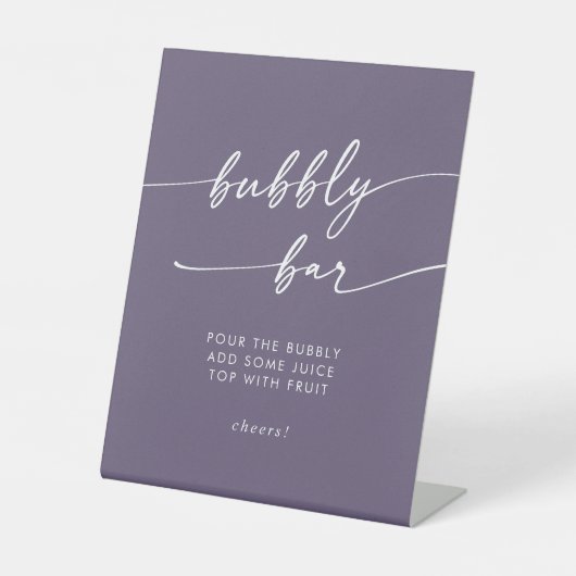 Signe De Table Boho Chic Plum Purple Bubbly Bar Mariage (Recto)