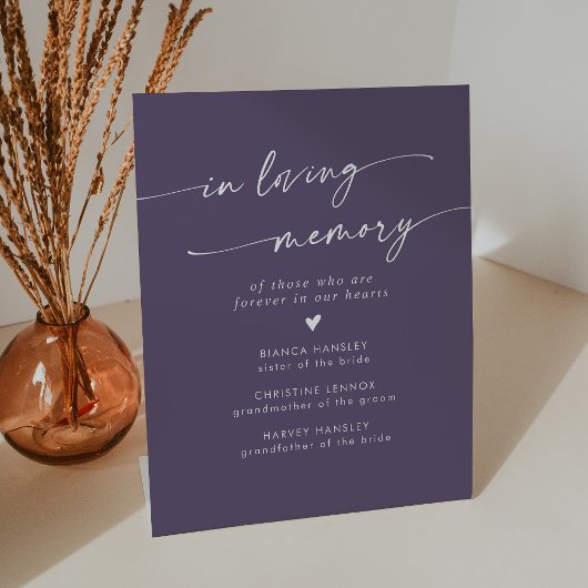 Signe De Table Boho Chic Plum Purple Mariage En Mémoire D'Amour