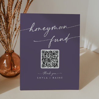 Signe De Table Boho Chic Plum Purple Wedding Honeymoon Fund