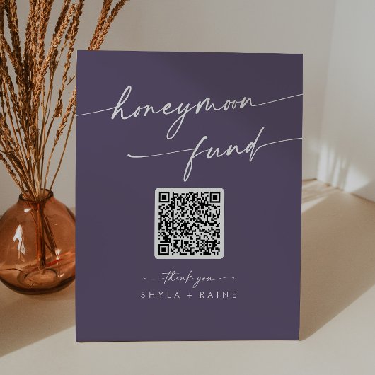 Signe De Table Boho Chic Plum Purple Wedding Honeymoon Fund