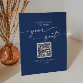 Signe De Table Boho Chic Royal Blue Seating Chart QR Code