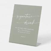 Signe De Table Boho Chic Sage Green Mariage Signature Boire (Recto)