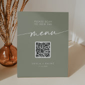Signe De Table Boho Chic Sage Green QR Code Mariage Menu