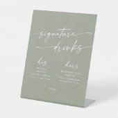 Signe De Table Boho Chic Sage Vert Mariage Signature Boissons (Recto)
