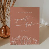 Signe De Table Boho Chic Terracotta Wildflower Wedding Guest Book