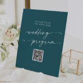 Signe De Table Boho Chic Turquoise Bleu QR Code Code programme de