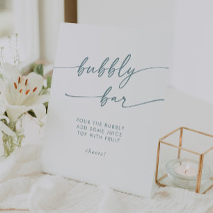 Signe De Table Boho Chic Turquoise et blanc Bubbly Bar Mariage