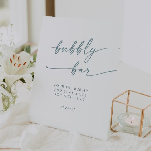 Signe De Table Boho Chic Turquoise et blanc Bubbly Bar Mariage