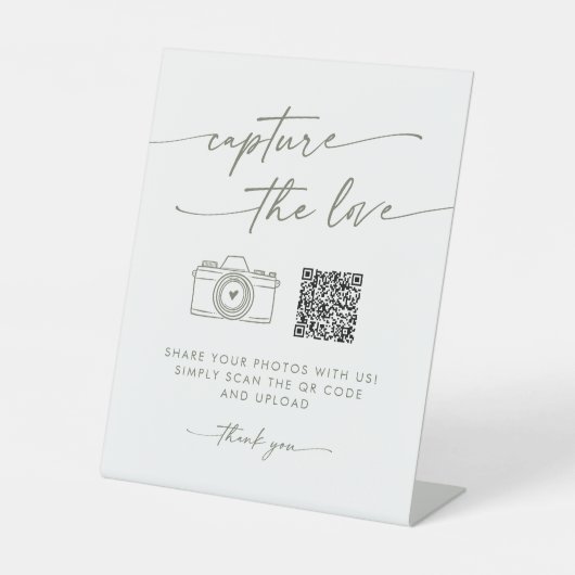 Signe De Table Boho Chic Vert et blanc Capturez le Mariage d'amou (Recto)