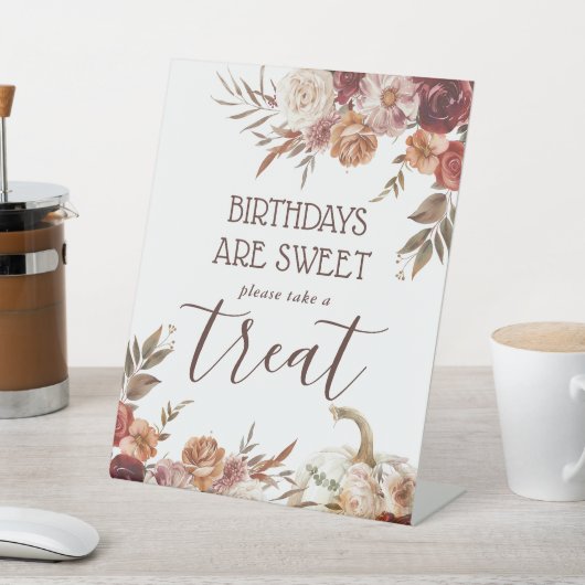 Signe De Table Boho Citrouille Automne Fleur Anniversaire Treat (In SItu)