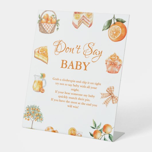 Signe De Table Boho Citrus Orange ne dites pas baby shower bébé s (Recto)