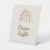 Signe De Table Boho Dinosaur Beige Baby shower Déchets Raffle (Recto)