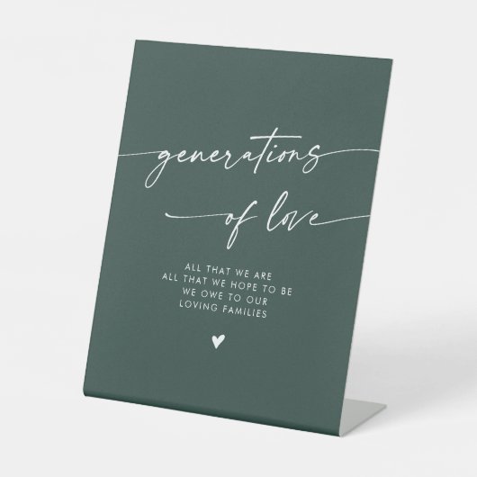 Signe De Table Boho Emerald Green Generations of Love Mariage (Recto)