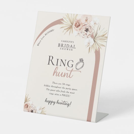 Signe De Table Boho Floral Arch Bridal Shower Ring Hunt Game (Recto)
