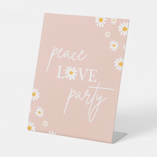 Signe De Table Boho Floral Daisy Super Anniversaire Peace Love Pa (Recto)