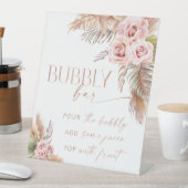 Signe De Table Boho Floral Pampas Rose Gold Bubbly Bar (In SItu)