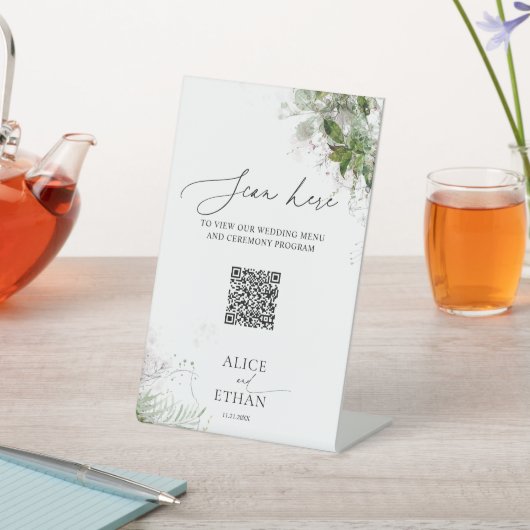 Signe De Table Boho Greenery Mariage en ligne Menu Piéton Signal (In SItu)