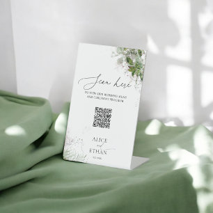 Signe De Table Boho Greenery Mariage en ligne Menu Piéton Signal