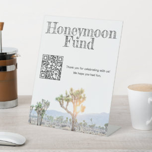 Signe De Table Boho Mariage Joshua Tree Honeymoon Fund QR Code