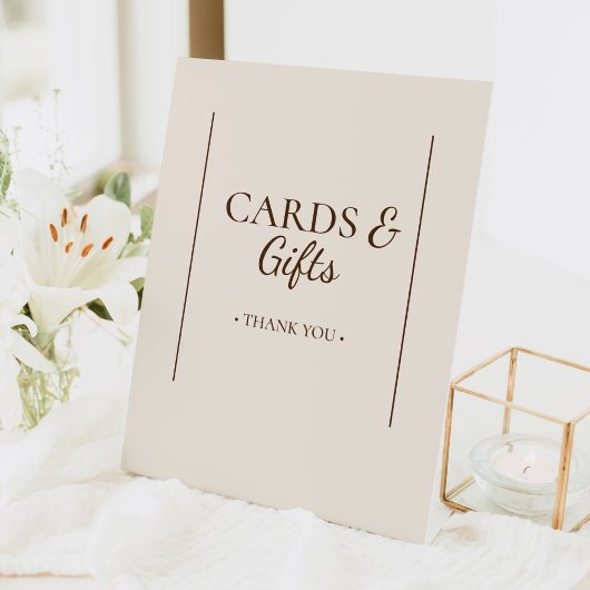 Signe De Table Boho Minimaliste Baby shower beige Cartes et Cadea