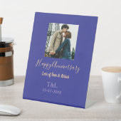 Signe De Table Boho moderne heureux anniversaire ajouter nom bleu (In SItu)