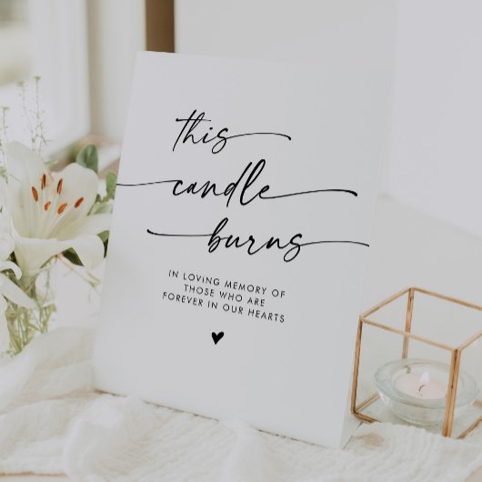 Signe De Table Boho Noir et blanc Cette bougie brûle le mémorial