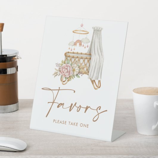 Signe De Table Boho Nursery Floral Bassinet Baby shower Faveurs (In SItu)