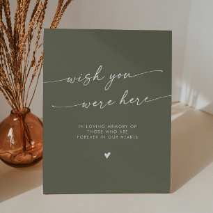 Signe De Table Boho Olive Green Memorial Souhaite Que Vous Étiez