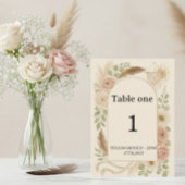 Signe De Table Boho Pampas Grass Arch Table Number Pedestal Sign 