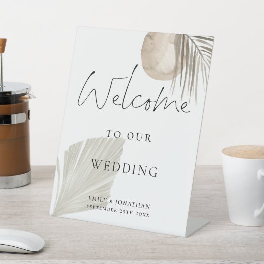Signe De Table Boho Pampas Grass Welcome Script Mariage (In SItu)