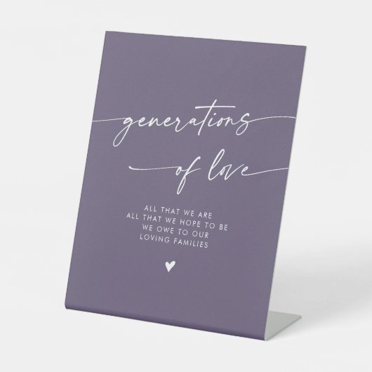 Signe De Table Boho Plum Purple Generations of Love Mariage (Recto)