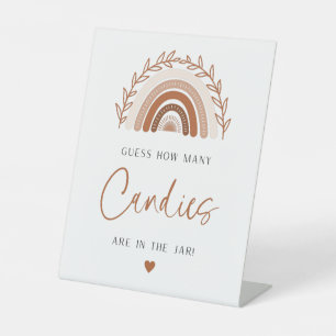 Signe De Table Boho Rainbow Devinez combien de bonbons il y a dan