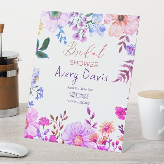 Signe De Table Boho rose douche à nuptiale fleurie (In SItu)