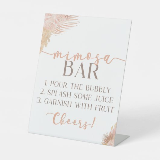 Signe De Table Boho Rose Floral Fleurs Mimosa Bar (Recto)