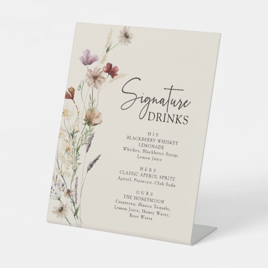 Signe De Table Boho rustique Signature Boissons Signal Piéton (Recto)